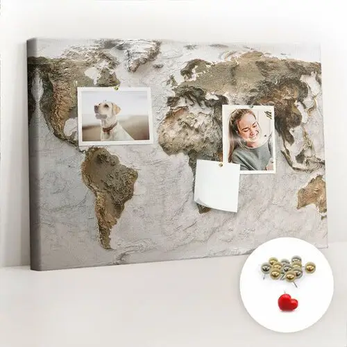 Coloray Tablica korkowa z nadrukiem 60x40 cm, metaliczne pinezki, wzór stara mapa świata