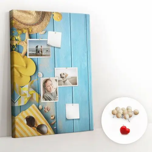 Coloray Tablica korkowa ze wzorem 70x100 cm + pinezki drewniane - akcesoria plażowe