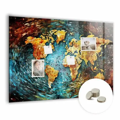 Coloray Tablica magnetyczna do biura z magnesami - 100x70 cm - wzór świat chaosu