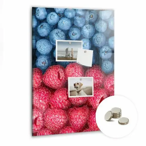 Coloray Tablica szklana na magnes z grafiką borówki i maliny - 40x60 cm