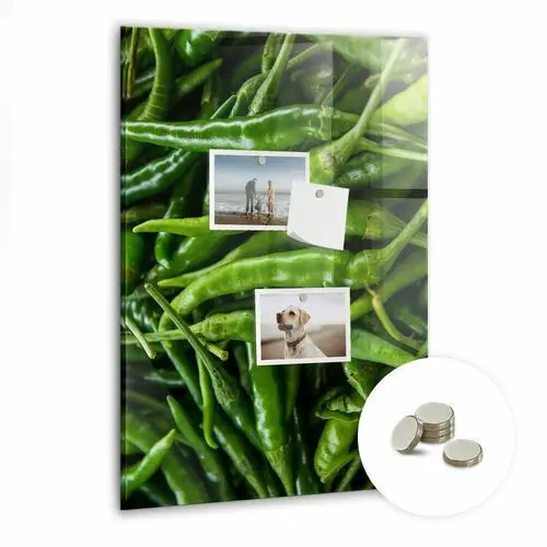 Tablica szklana na magnes z grafiką zielone papryczki - 40x60 cm Coloray