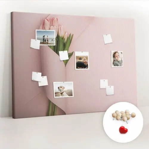 Coloray Wielka tablica korkowa 100x140 cm z grafiką - bukiet kwiatów + drewniane pinezki