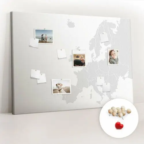 Coloray Wielka tablica korkowa 100x140 cm z grafiką - mapa europy + drewniane pinezki