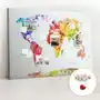 Wielka Tablica Korkowa 100x140 cm z grafiką - Mapa świata akwarelowa + Drewniane Pinezki Sklep