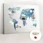 Wielka Tablica Korkowa 100x140 cm z grafiką - Mapa świata + Drewniane Pinezki Sklep