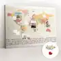 Coloray Wielka tablica korkowa 100x140 cm z grafiką - projekt mapy świata + drewniane pinezki Sklep