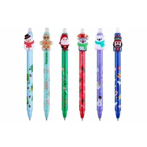 Colorino Długopisy wymazywalne motywy świąteczne- mikołaj, renifer - zestaw 6 sztuk