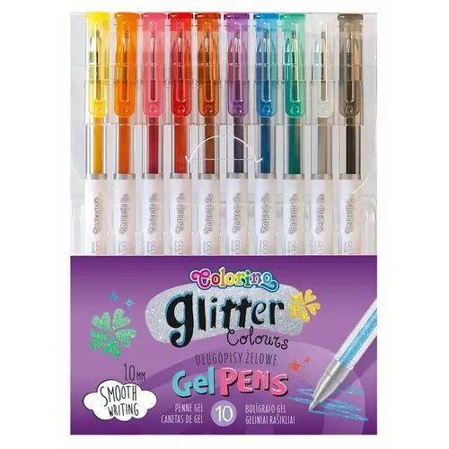 Długopisy żelowe brokatowe, Colorino Kids, 10 kolorów