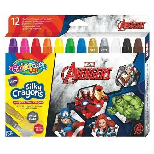 Colorino Kredki żelowe, wykręcane, kids, avengers, 12 kolorów