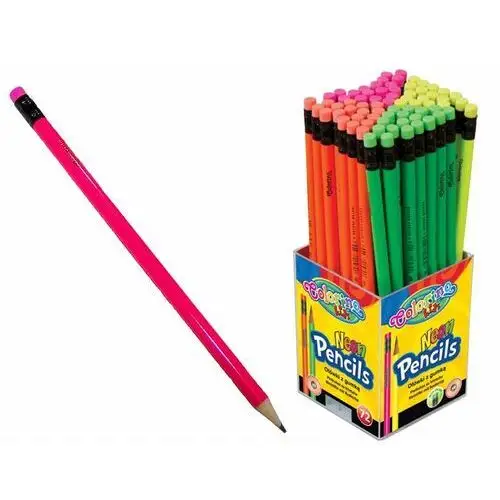 Colorino neonowy ołówek z gumką hb 65443 neon