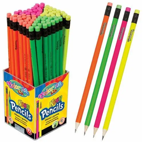 Ołówki okrągłe z gumką neonowe 72 szt. Colorino Kids 65443PTR_K