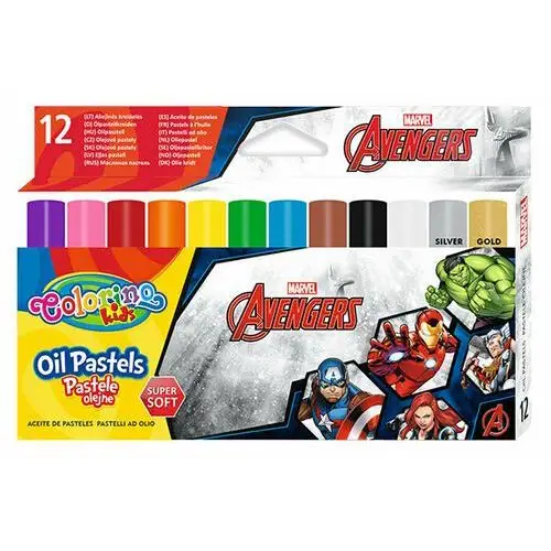 Colorino Pastele olejne, trójkątne, kids, avengers, 12 kolorów
