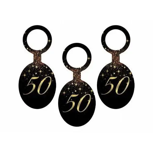 Zawieszki 50 pięćdziesiąte urodziny czarno złote Congee