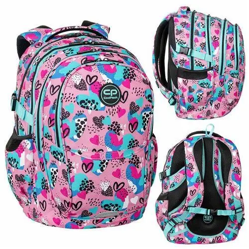 Plecak szkolny dla dziewczynki różowy CoolPack serce czterokomorowy