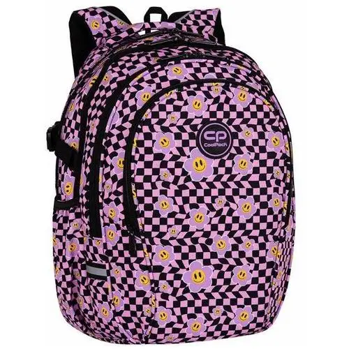 Plecak szkolny młodzieżowy dla dziewczynki factor fioletowy kwiatki Coolpack