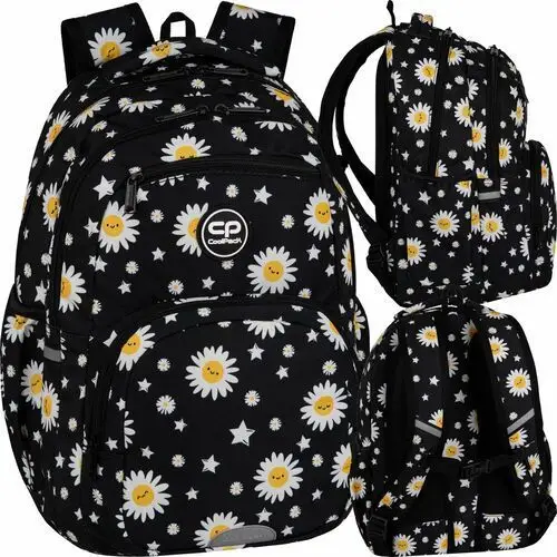 Pojemny plecak szkolny młodzieżowy pick dla dziewczynki czarny kwiaty Coolpack