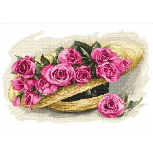 Haft krzyżykowy - zestaw do haftu - bukiet róż w kapeluszu Coricamo