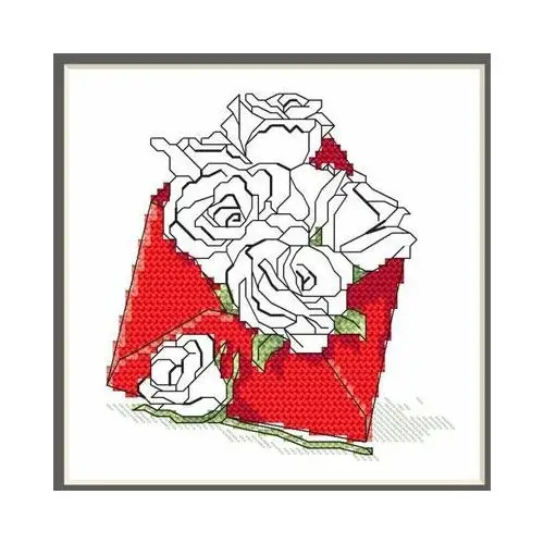 Haft krzyżykowy - zestaw do haftu - kartka - koperta pełna róż Coricamo