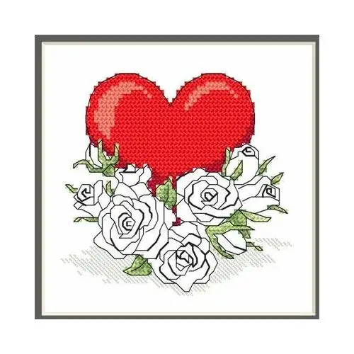 Haft krzyżykowy - zestaw do haftu - kartka - serce z kwiatami róży Coricamo