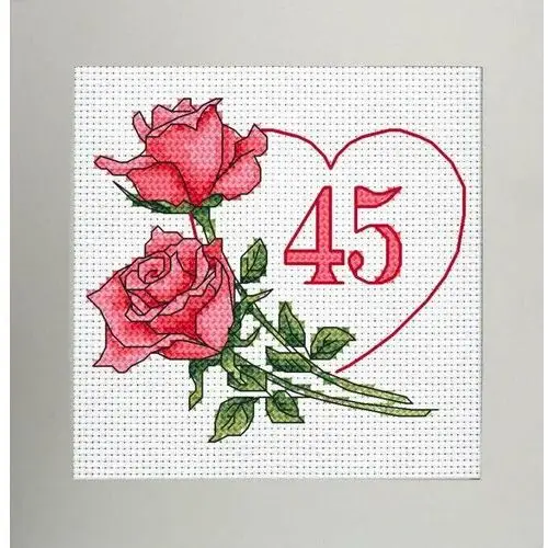 Coricamo Haft krzyżykowy - zestaw do haftu - kartka urodzinowa - serce z różami