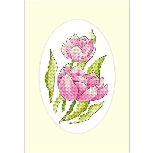 Haft krzyżykowy - Zestaw do haftu - Kartka z tulipanami