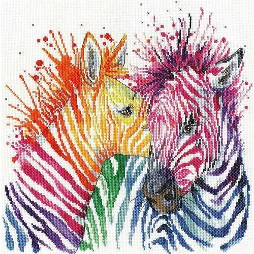 Coricamo Haft krzyżykowy - zestaw do haftu - kolorowe zebry