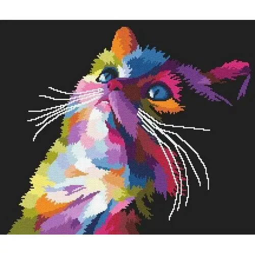 Haft krzyżykowy - zestaw do haftu - kolorowy kot Coricamo