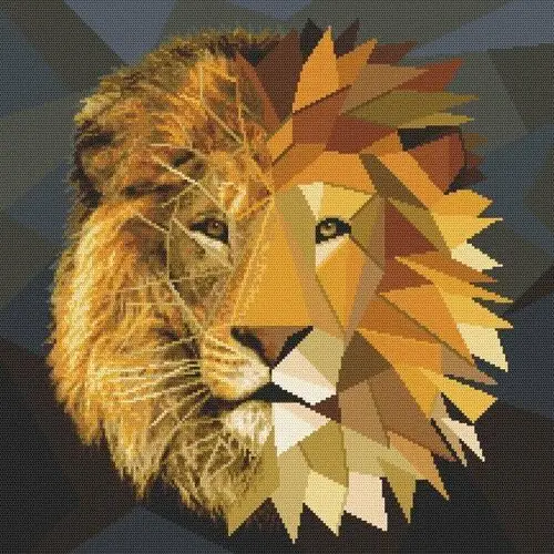 Haft krzyżykowy - Zestaw do haftu - Mozaikowy lew