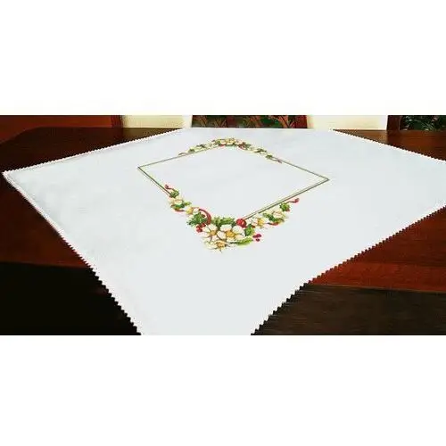 Haft krzyżykowy - zestaw do haftu - obrus - świąteczny obrus z kwiatkami Coricamo