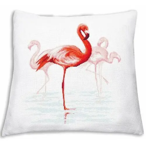 Haft krzyżykowy - zestaw do haftu - poduszka z flamingami Coricamo