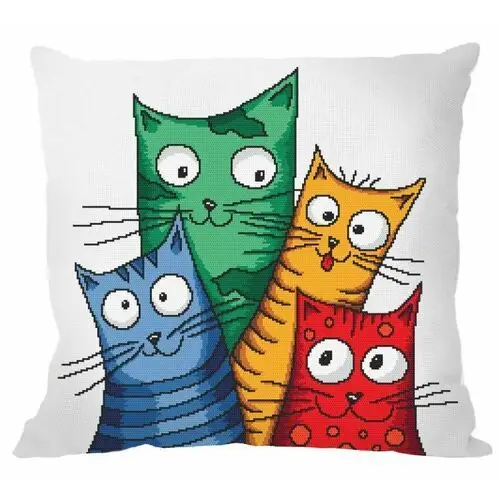 Coricamo Haft krzyżykowy - zestaw do haftu - poduszka - zwariowane koty