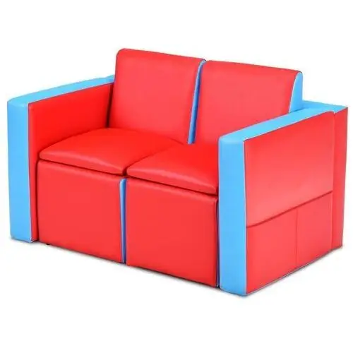 Costway Sofa dziecięca z funkcja stołu i foteli czerwona