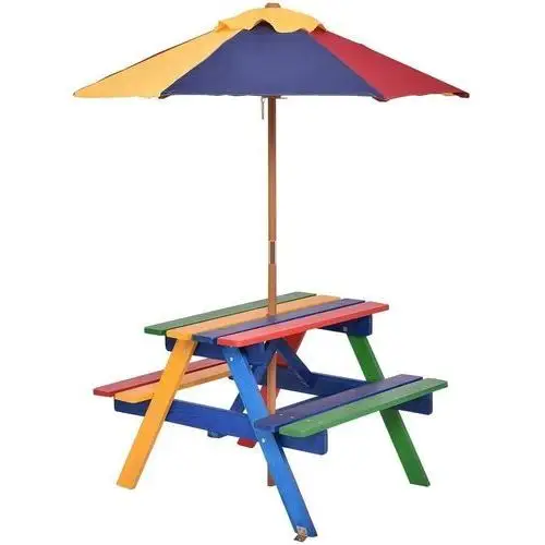 Stół piknikowy z ławkami i parasolem dla dzieci Costway