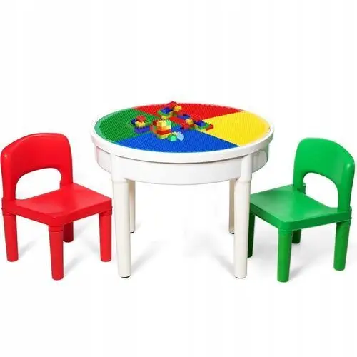 Costway Stolik i krzesła dla dzieci 3w1 300 klocków