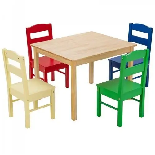 Zestaw kolorowych mebli dla dzieci stół i 4 krzesła, kolor wielokolorowy