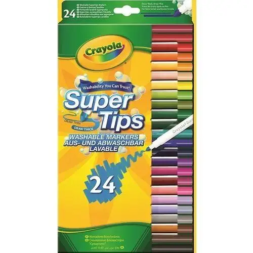 Flamastry zmywalne supertips, 24 kolory Crayola