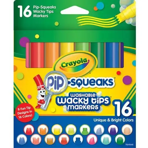 Crayola , kolorowe flamastry zmywalne, szalone kształty, 16 sztuk