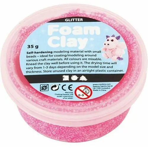 Masa Foam Clay, brokatowa, różowy neonowy, 35 g