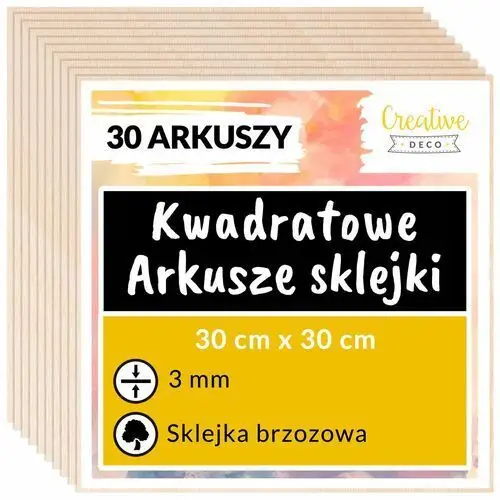 Płyta sklejka 3mm do cięcia laserem do grawerowania dekoracji 30x30cm 30szt