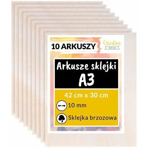 Creative deco Płyta sklejka do cięcia laserem 10mm a3 x 10 sztuk