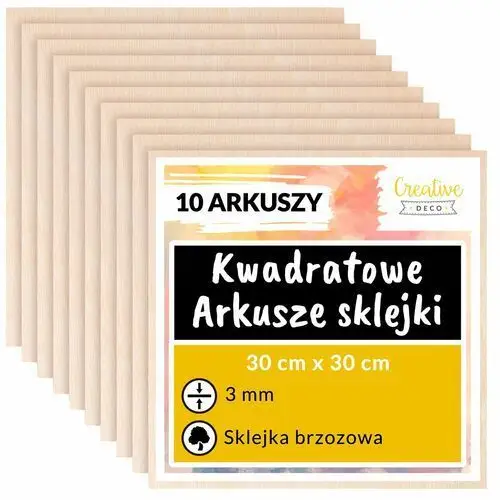 Płyta sklejka do cięcia laserem 3mm 30x30cm 10 szt Creative deco