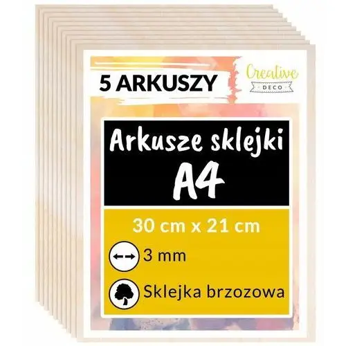 Płyta sklejka do cięcia laserem grawerowania dekoracji 3mm A4 x 5 sztuk