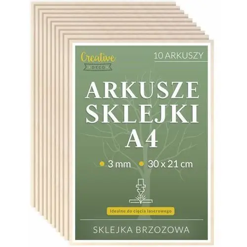 Płyta sklejka premium do cięcia laserem grawerowania dekoracji 3 mm A4 x 10 szt