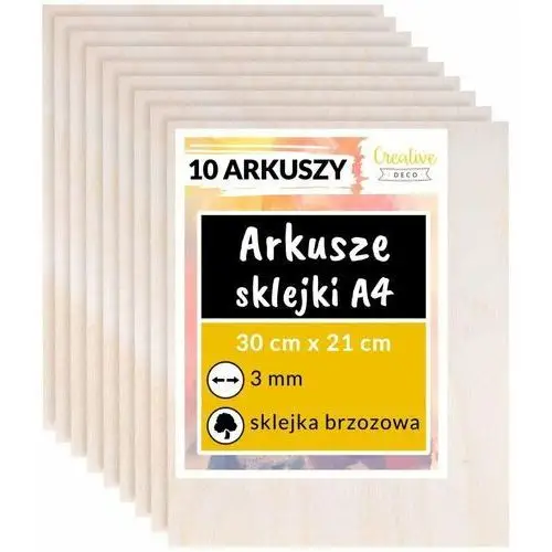 Creative deco płyta ze sklejki do cięcia laserem, a4 3mm, 30x21 cm, 10 sztuk