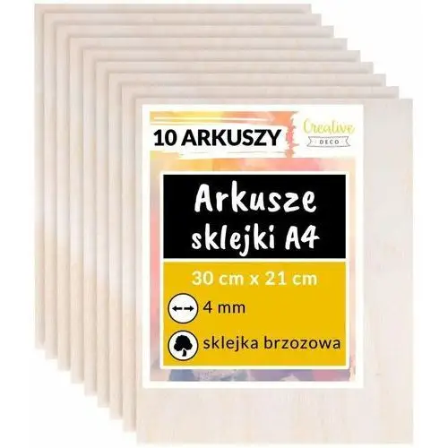 Creative deco płyta ze sklejki do cięcia laserem, a4 4mm, 30x21 cm, 10 sztuk