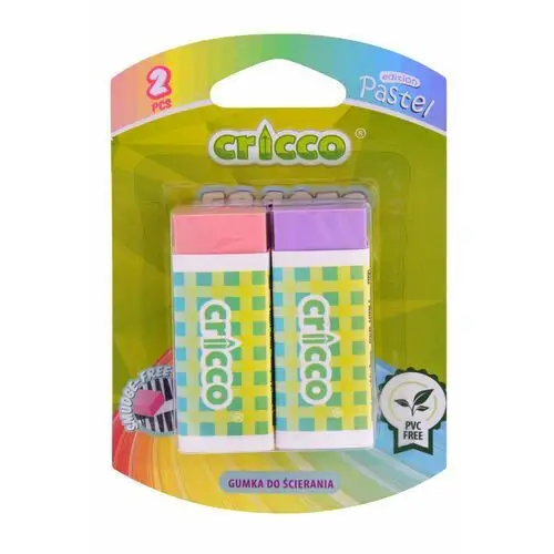 Gumka do ścierania , pvc-free, pastel, 2 szt. blister Cricco