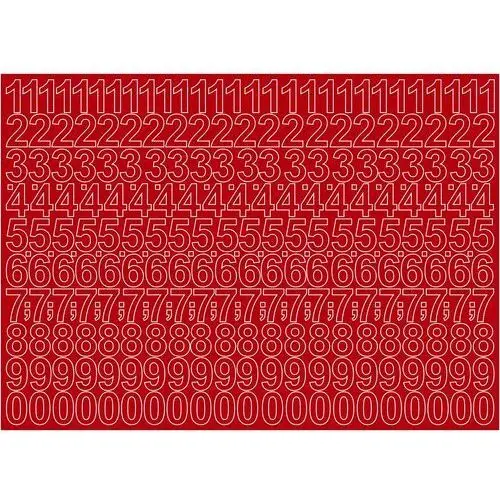 Cyfry samoprzylepne czerwone 10cm arkusz 276 cyfr