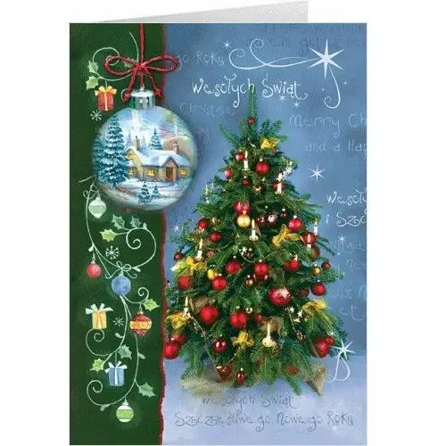 Karnet świąteczny z życzeniami z choinką B-T 602