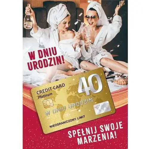 Czachorowski Kartka na 40 urodziny z platynową kartą kredytowa vip gift171
