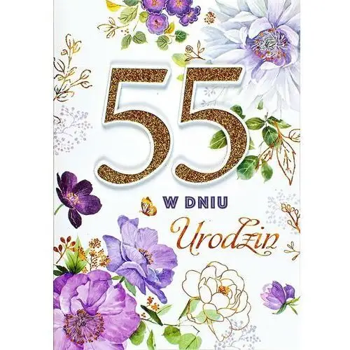 Kartka na 55-te urodziny zdobiona brokatem M895